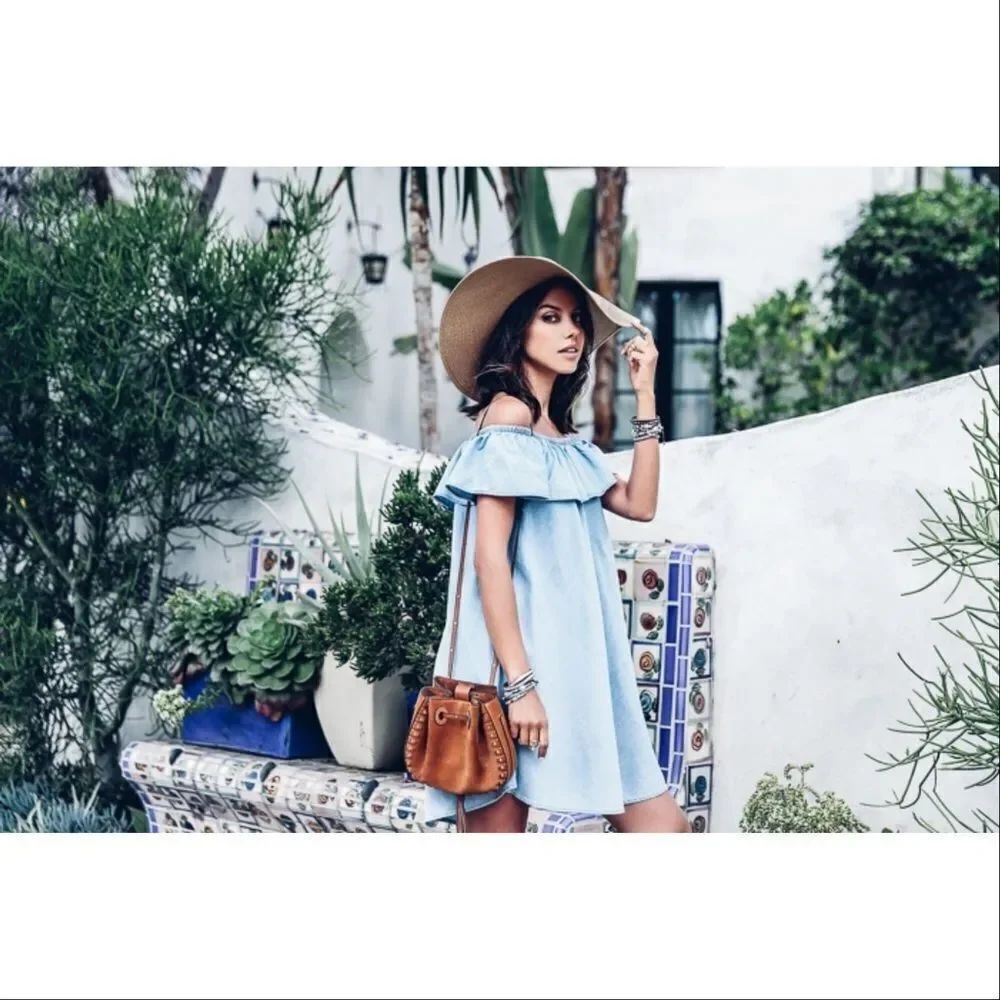 ✨Denim Off The Shoulder Trapeze Dress✨